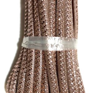 Meia cana Rosê com strass central, prata - 13mm - Preço por metro