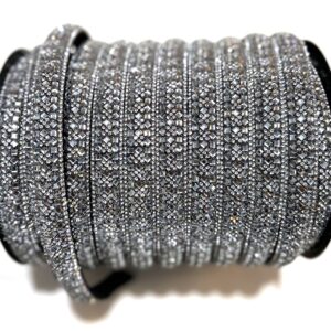 Meia cana strass e vidro prata 13mm - Preço por metro